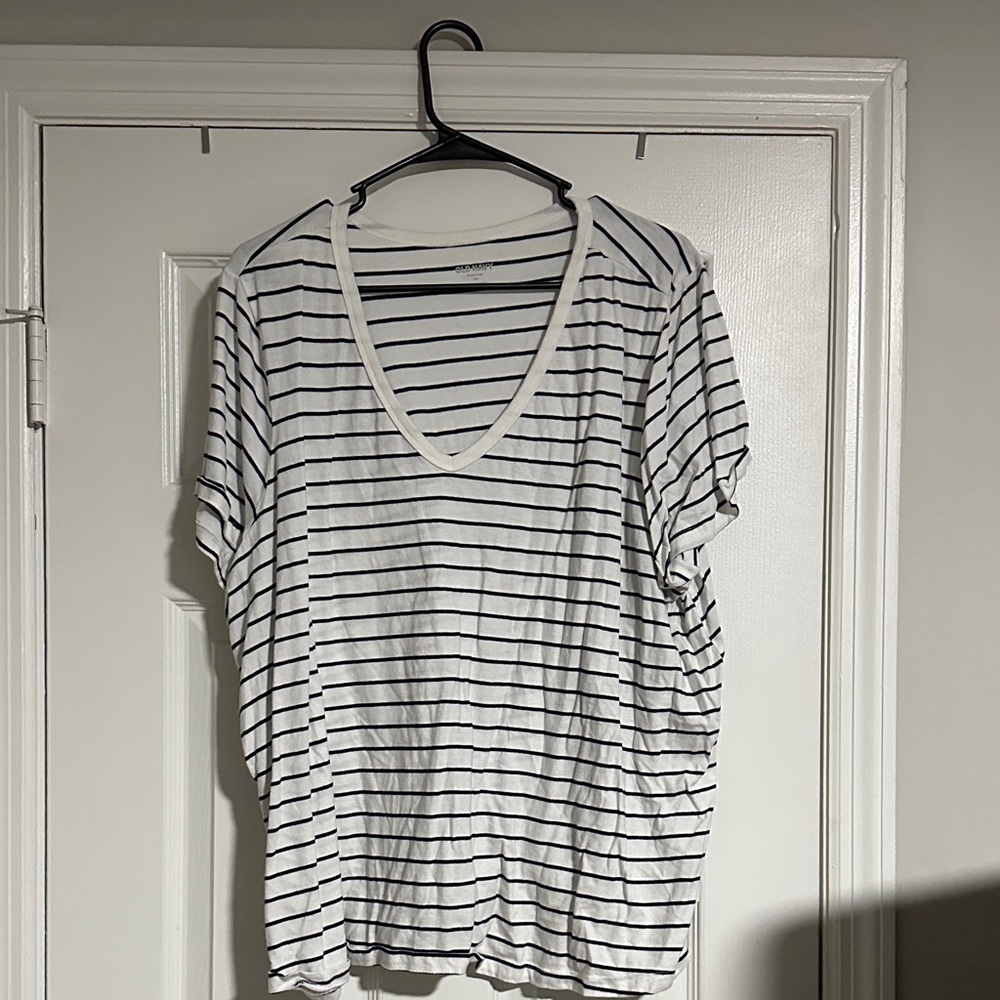 Old Navy Black and White Striped Tee